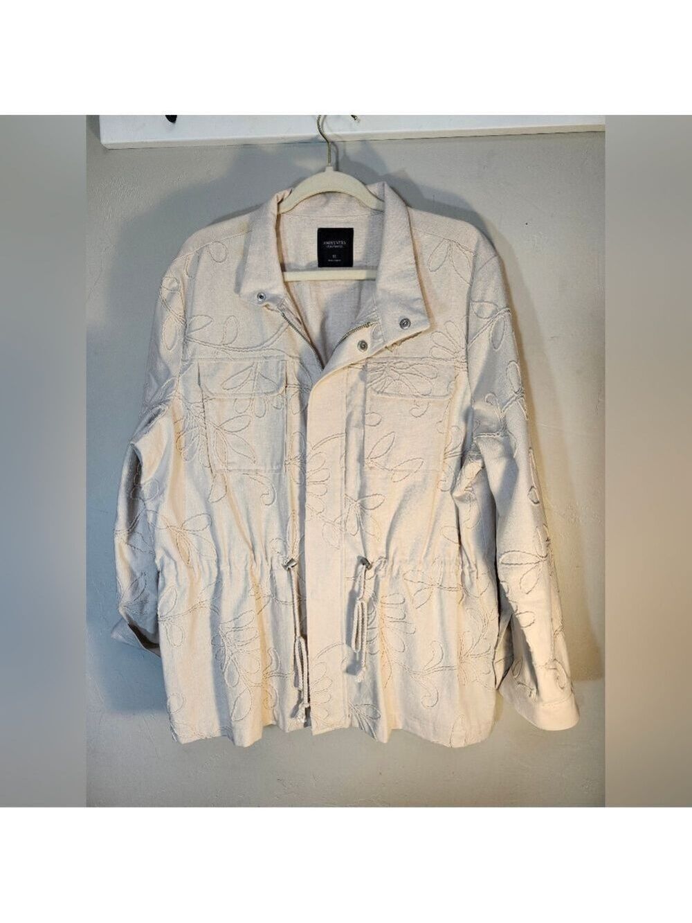 Simply Vera Vera Wang Soft Beige Embroidered Jacket Sz XL